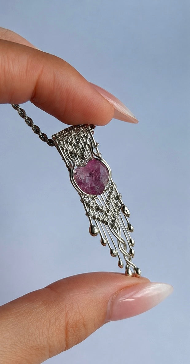 Dije de Plata con Turmalina Rosa