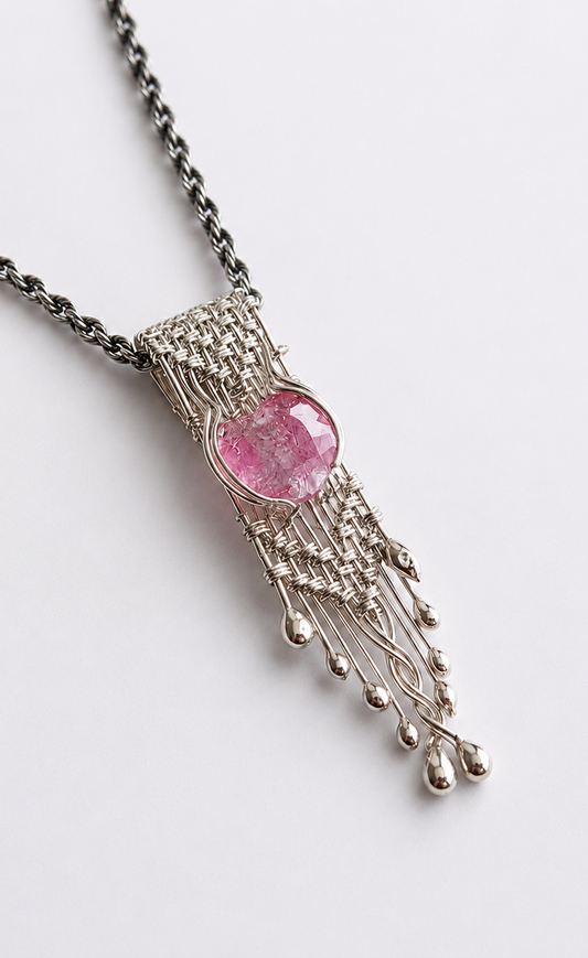 Dije de Plata con Turmalina Rosa
