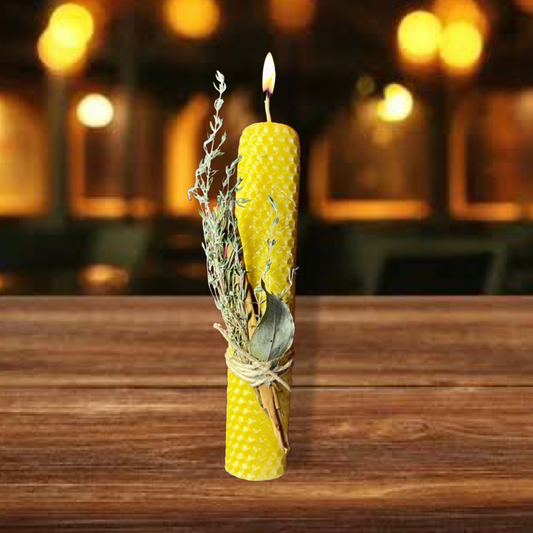 Vela de cera de abeja prosperidad y abundancia